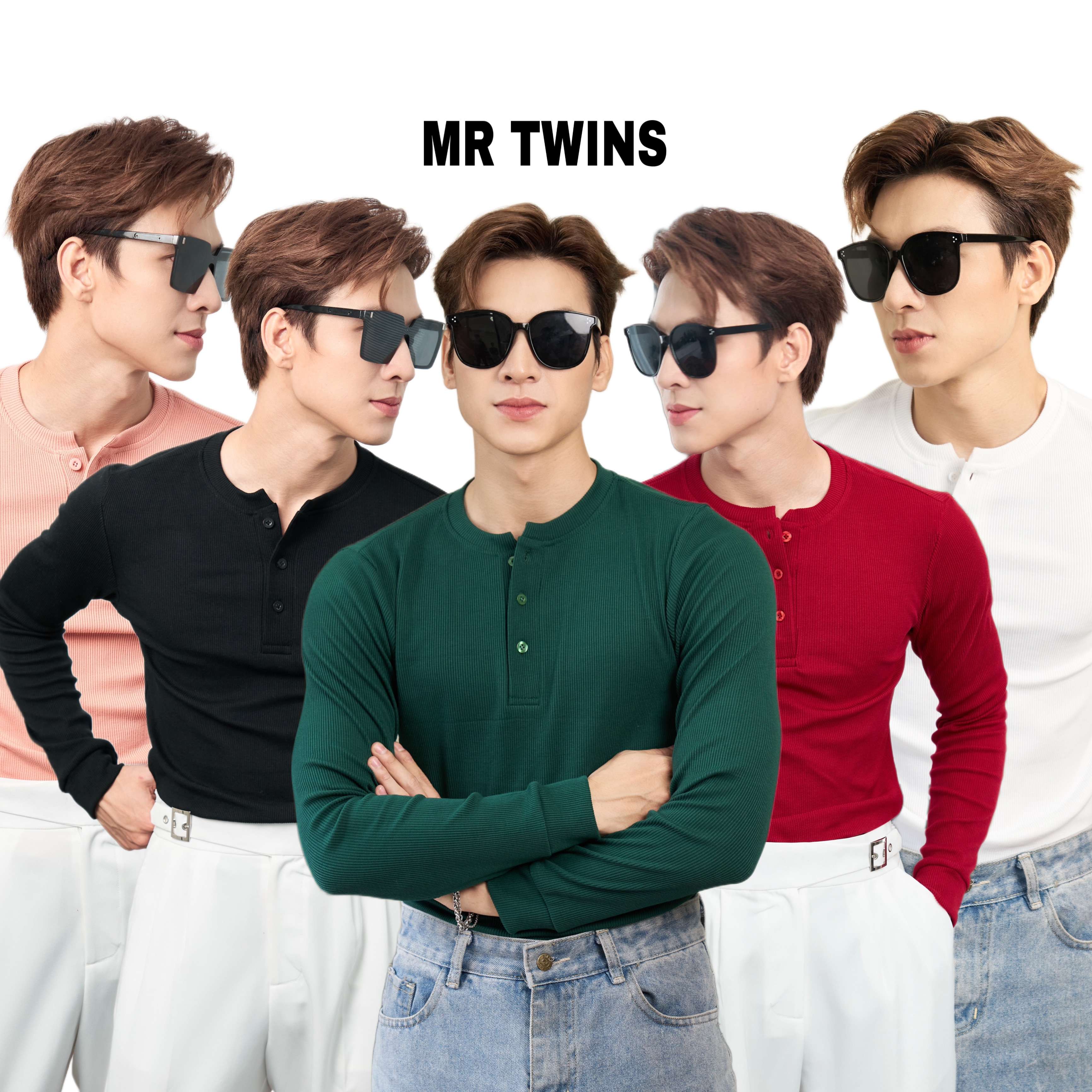 Mô tả Áo Thun Nam Dài Tay Cổ Tròn Xẻ Trụ Vải Thun Tăm Gân Cao Cấp Form Body Thương Hiệu Mr Twins - 1