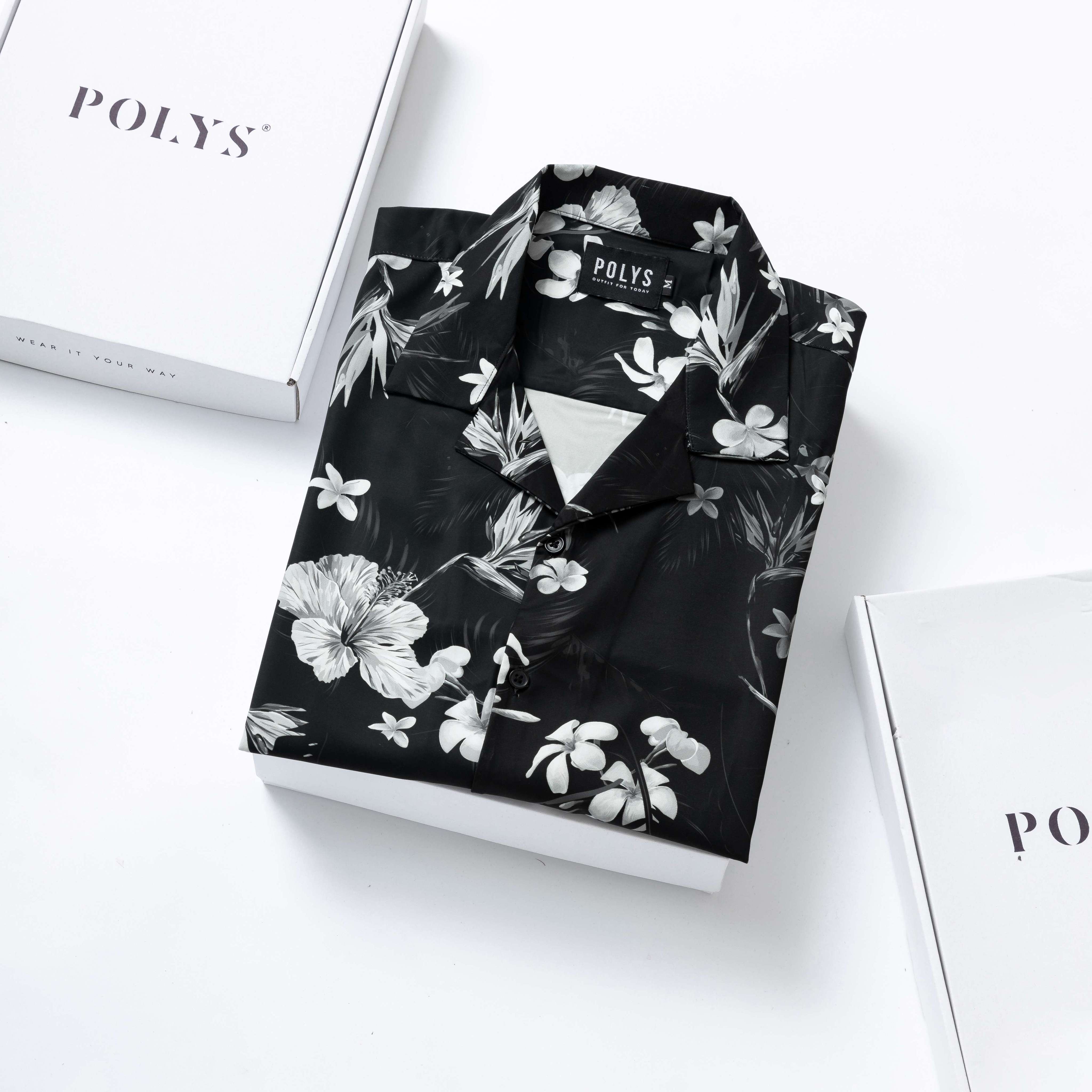 Mô tả Áo sơ mi nam POLYS Fullbox, Vải Lụa co giãn 4 chiều, mềm mịn. Sơ mi họa tiết ORCHID FLOWER - 3