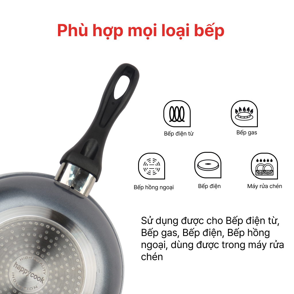 Mô tả Chảo Sâu Vân Đá Bếp Từ Siêu Bền Happy Cook 24. 26, 28 cm - 6