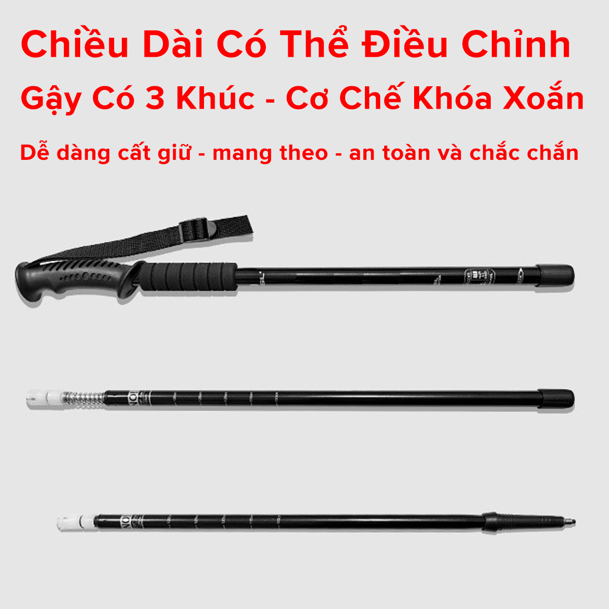 Mô tả Gậy Leo Núi, Gậy Trekking Từ 63 - 135cm Gậy Chạy Trail Gấp Gọn Đi Du Lịch, Phượt, Dã Ngoại, Chạy Chính Hãng Amalife - 2