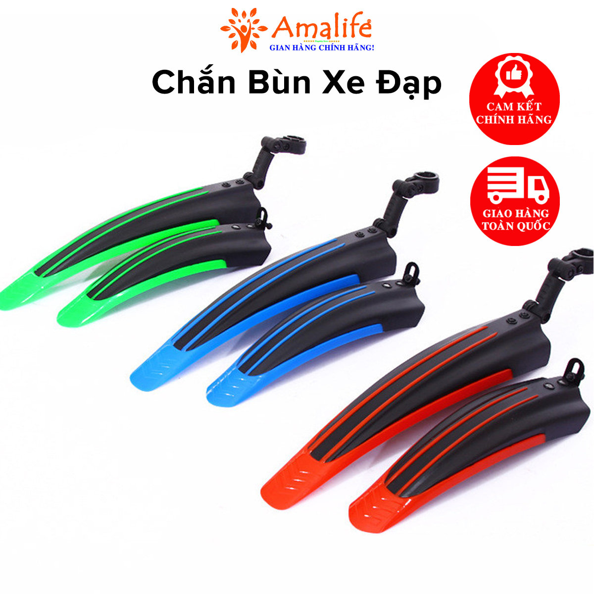 Mô tả Bộ Dè Chắn Bùn Cho Cả Bánh Trước Và Bánh Sau Xe Đạp Leo Núi 4 Sọc Màu Nhựa Dẻo Siêu Bền Chính Hãng Amalife - 1