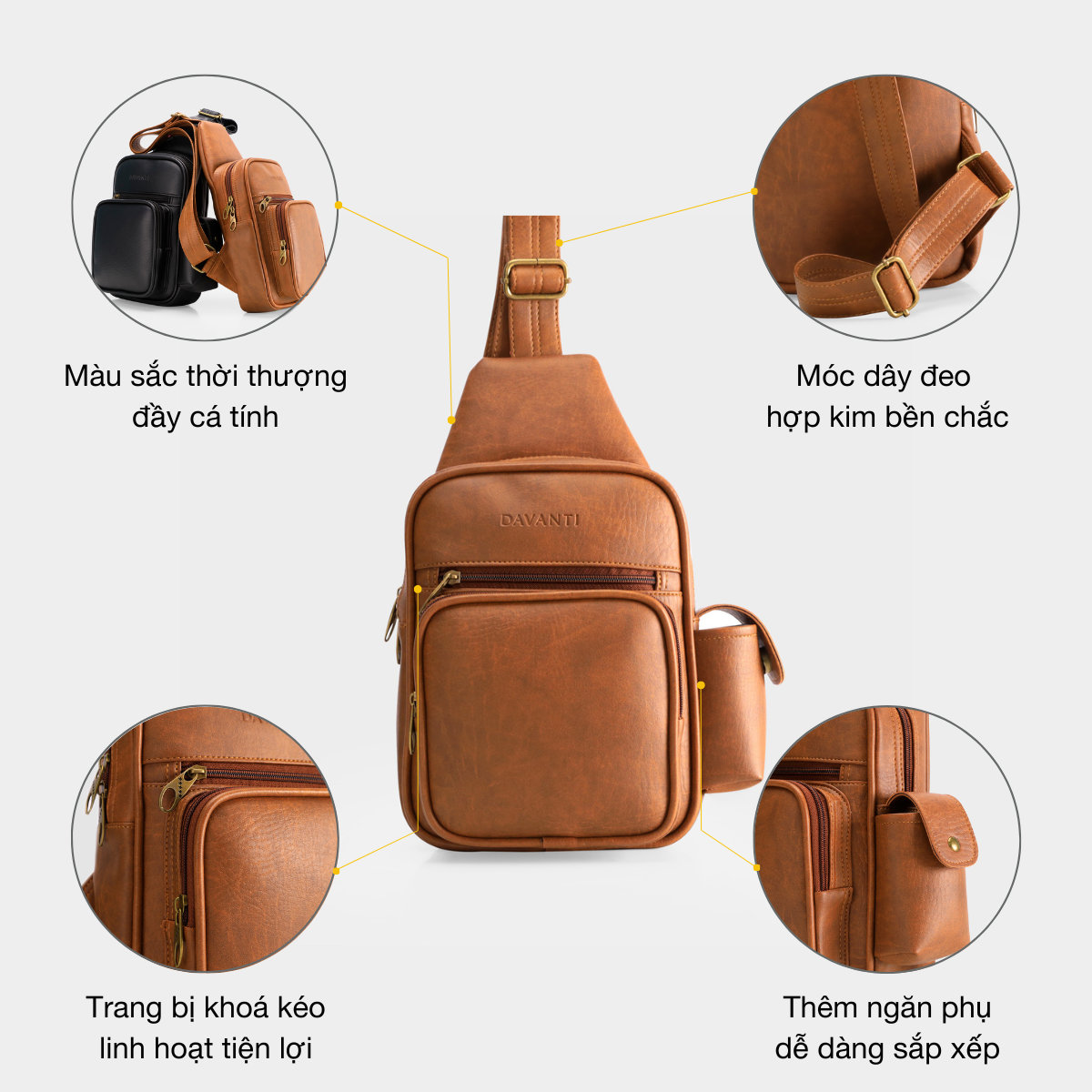 Mô tả Túi Đeo Chéo Trước Ngực 4U Da Tổng Hợp Thời Trang BA416 - 2