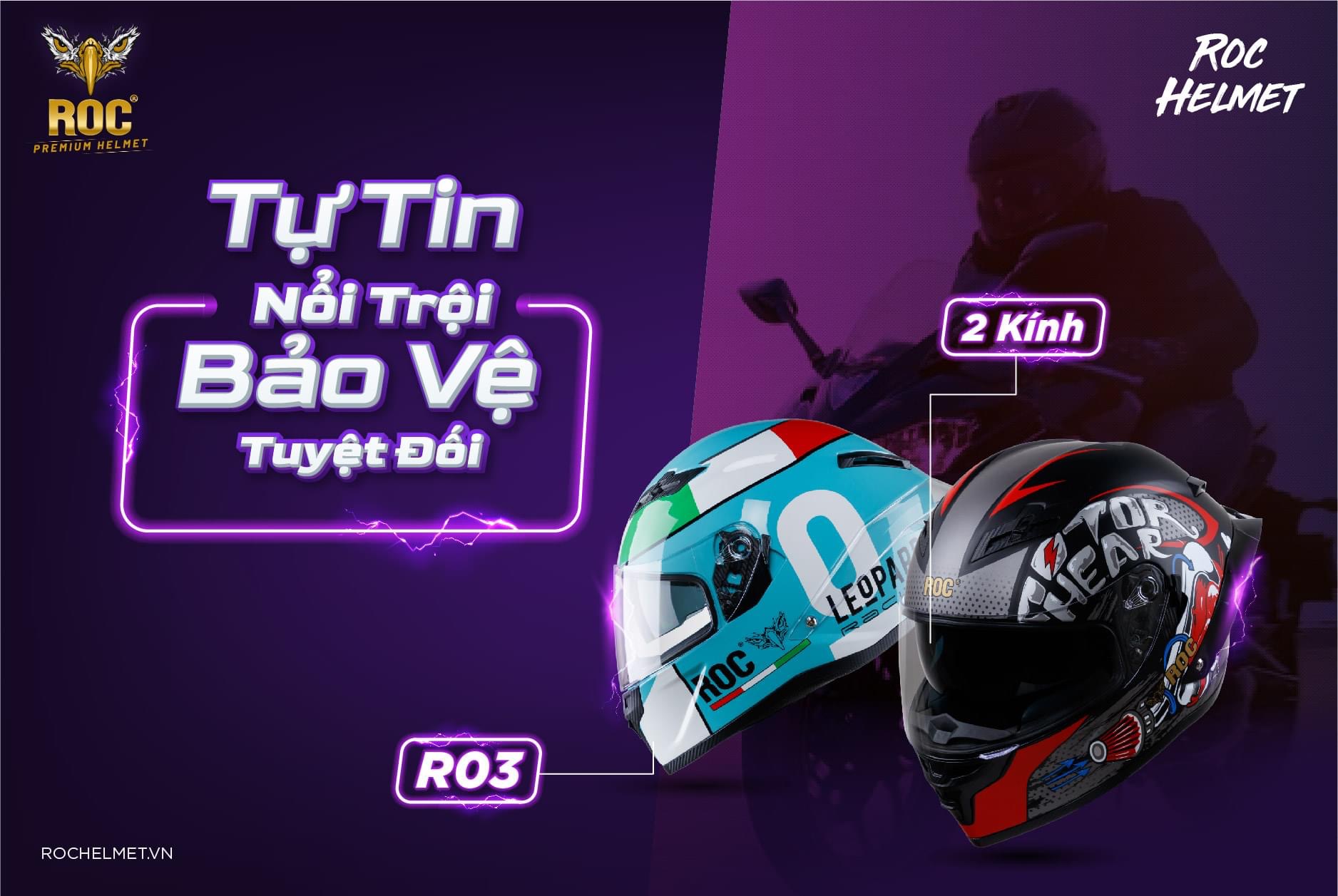 Mũ bảo hiểm fullface roc r03 nón đi phượt 2 kính royal helmet chính ...