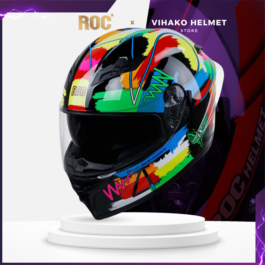 Mũ bảo hiểm fullface roc r03 nón đi phượt 2 kính royal helmet chính ...