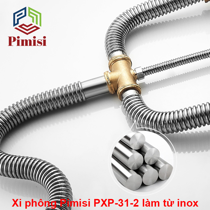 Xi Phông Chậu Rửa Bát 2 Hố Pimisi PXP-31-2 Inox Cao Cấp Kiểu Chun Uốn ...