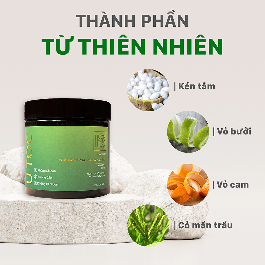 Mô tả Kem ủ tóc Vườn Thảo Mộc cao cấp phục hồi tóc siêu mềm,bóng mượt giảm gãy rụng size 200ml - 3