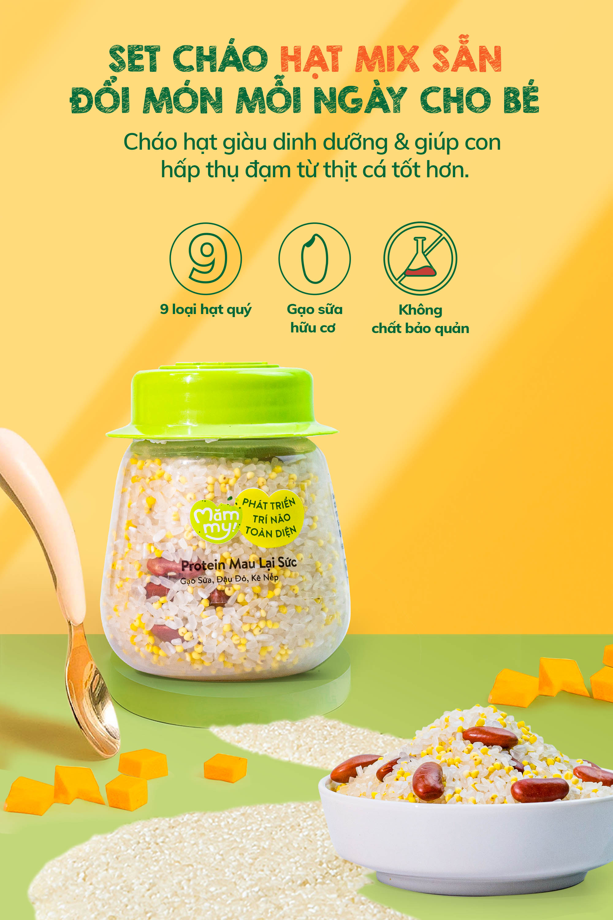 Mô tả Combo 9 hũ hạt mix sẵn Mămmy nấu cháo bổ sung dinh dưỡng cho bé ăn dặm trên 6 tháng - 11