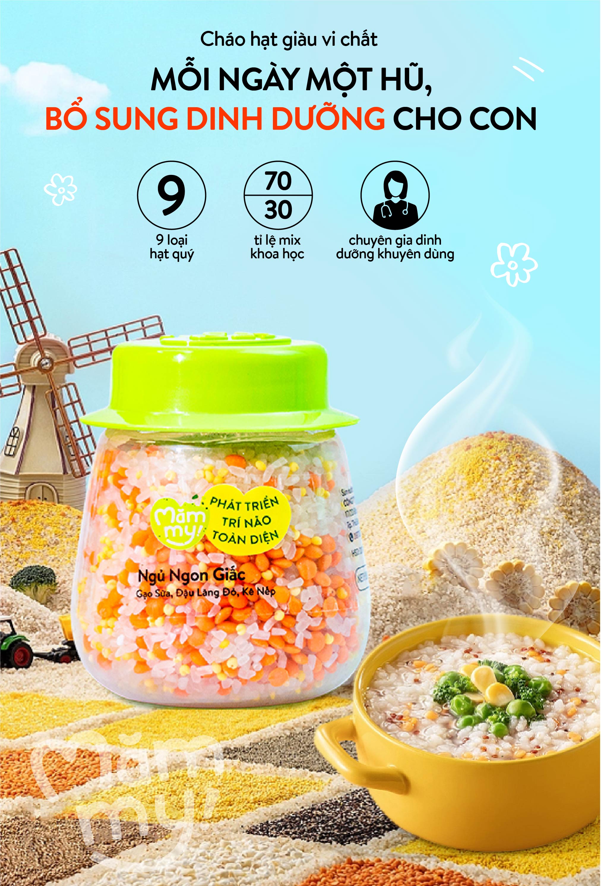 Mô tả Combo 9 hũ hạt mix sẵn Mămmy nấu cháo bổ sung dinh dưỡng cho bé ăn dặm trên 6 tháng - 7