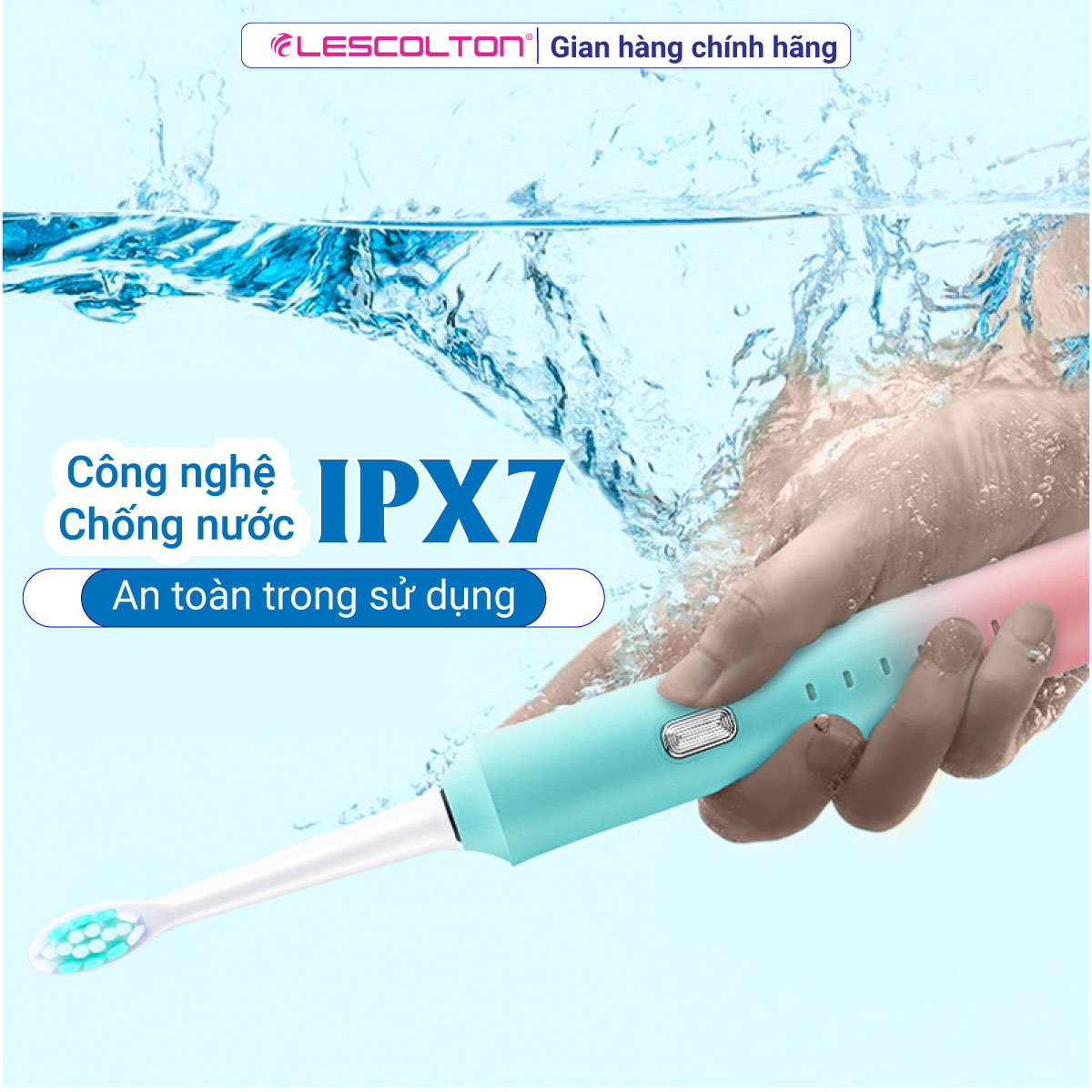 Mô tả Bàn chải điện lescolton đánh răng điện tử sạc USB IPX7 Chống nước công nghệ tấng suất rung cao lông chống chẻ rụng - 1