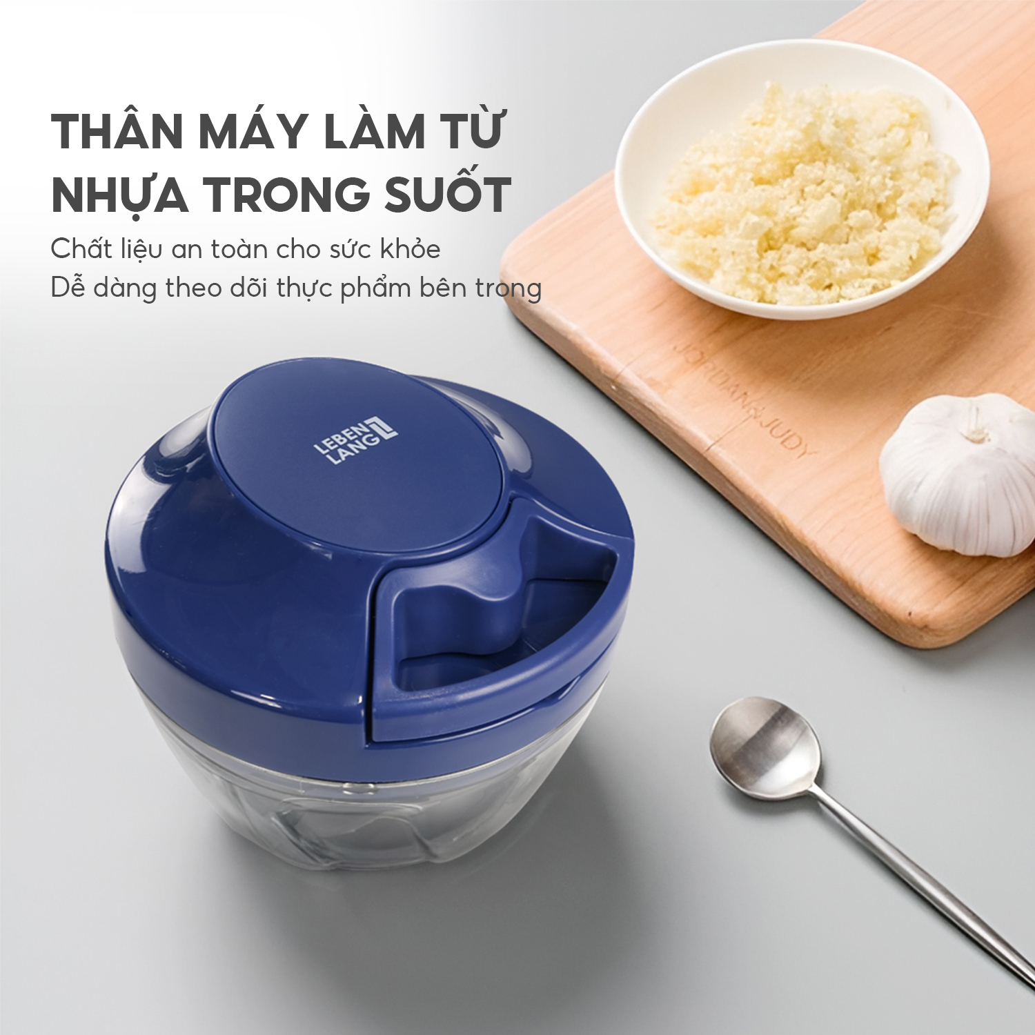 Mô tả Dụng cụ xay tỏi ớt, thực phẩm Lebenlang LBL3939, 450ml, lưỡi xay bén, dây rút tiện lợi - chính hãng - 6