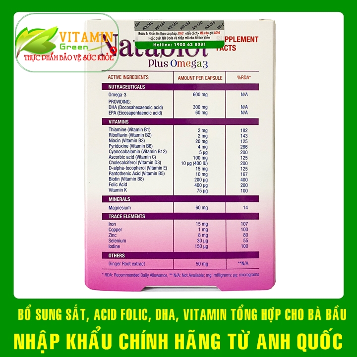 NATABiol plus OMEGA 3 VITAMIN TỔNG HỢP CHO BÀ BẦU | NHẬP KHẨU CHÍNH ...