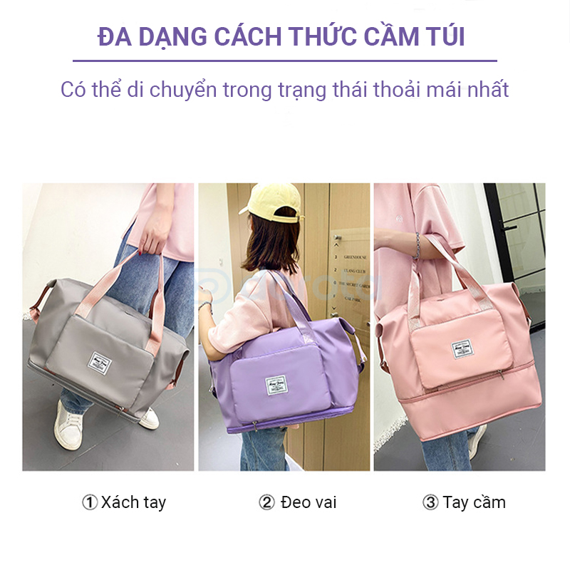 Mô tả Túi đựng quần áo du lịch cỡ lớn gấp gọn tiết kiệm diện tích, túi xách tay để hành lý size to DRG - 1