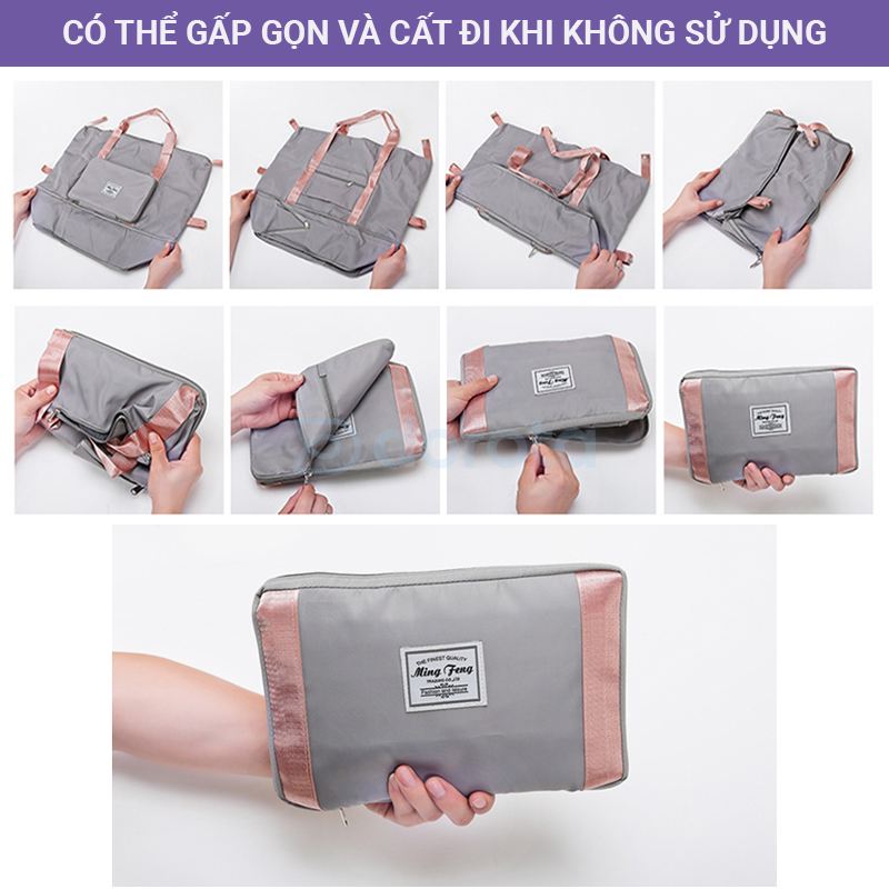 Mô tả Túi đựng quần áo du lịch cỡ lớn gấp gọn tiết kiệm diện tích, túi xách tay để hành lý size to DRG - 2