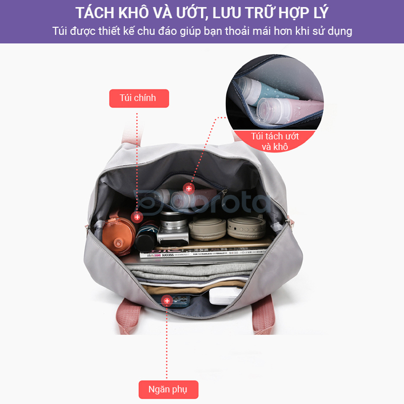 Mô tả Túi đựng quần áo du lịch cỡ lớn gấp gọn tiết kiệm diện tích, túi xách tay để hành lý size to DRG - 4