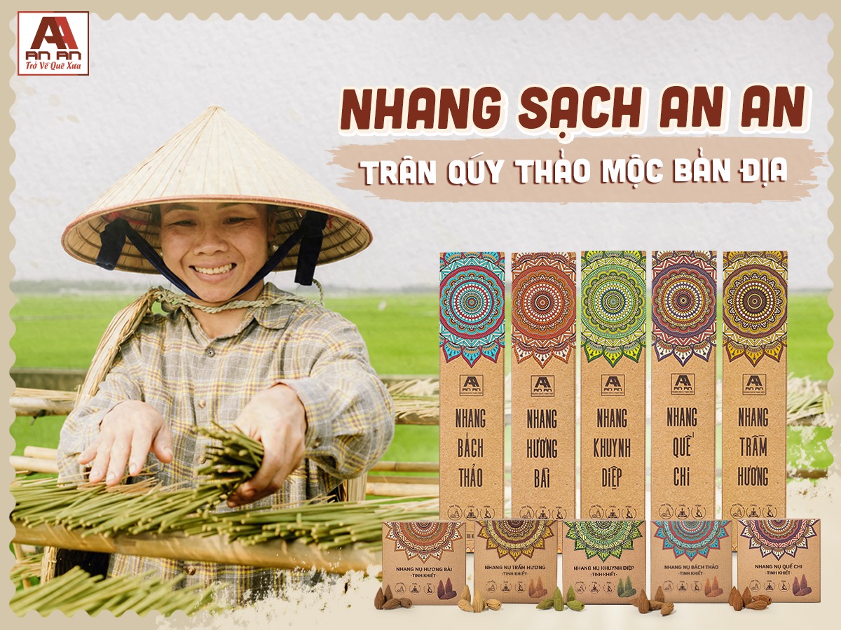 Mô tả Nhang thơm sạch tự nhiên gói nhỏ dùng thử làm quen 23cm, 38cm, 40cm, nhang sạch An An quế, khuynh diệp, trầm hương - 1