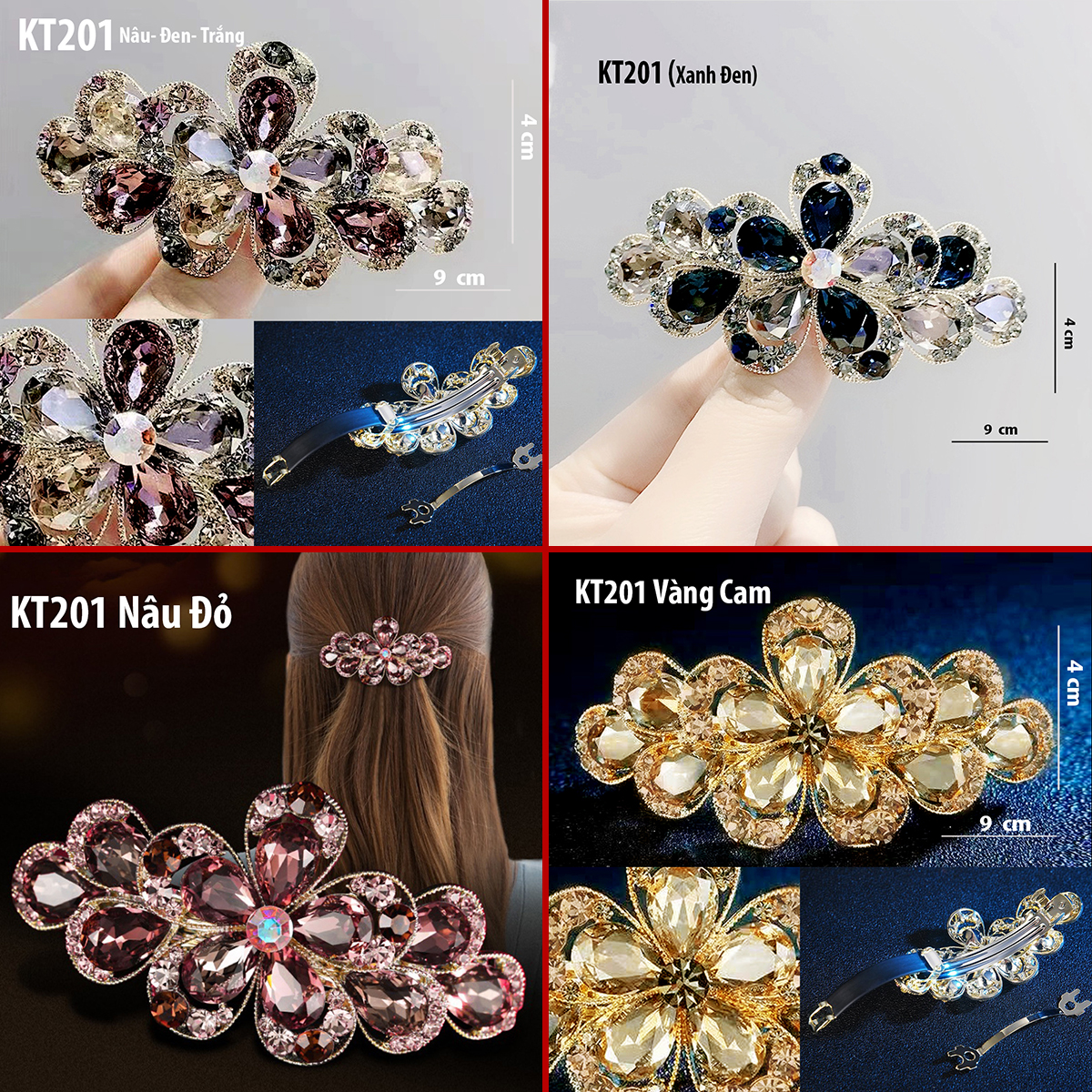Mô tả GOTI – Phụ Kiện Nữ - Quà Tặng Mẹ, Bà, Người Lớn Tuổi Kẹp Tóc Hình Bông Hoa Đính Đá Nhiều Màu KT201 - 2