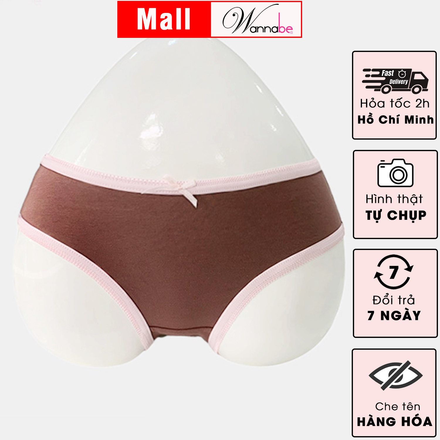 Mô tả Quần lót nữ thun cotton WANNABE quần chíp giá rẻ đơn giản dễ mua dễ mặc thoáng mát cả ngày QLC02 - 3