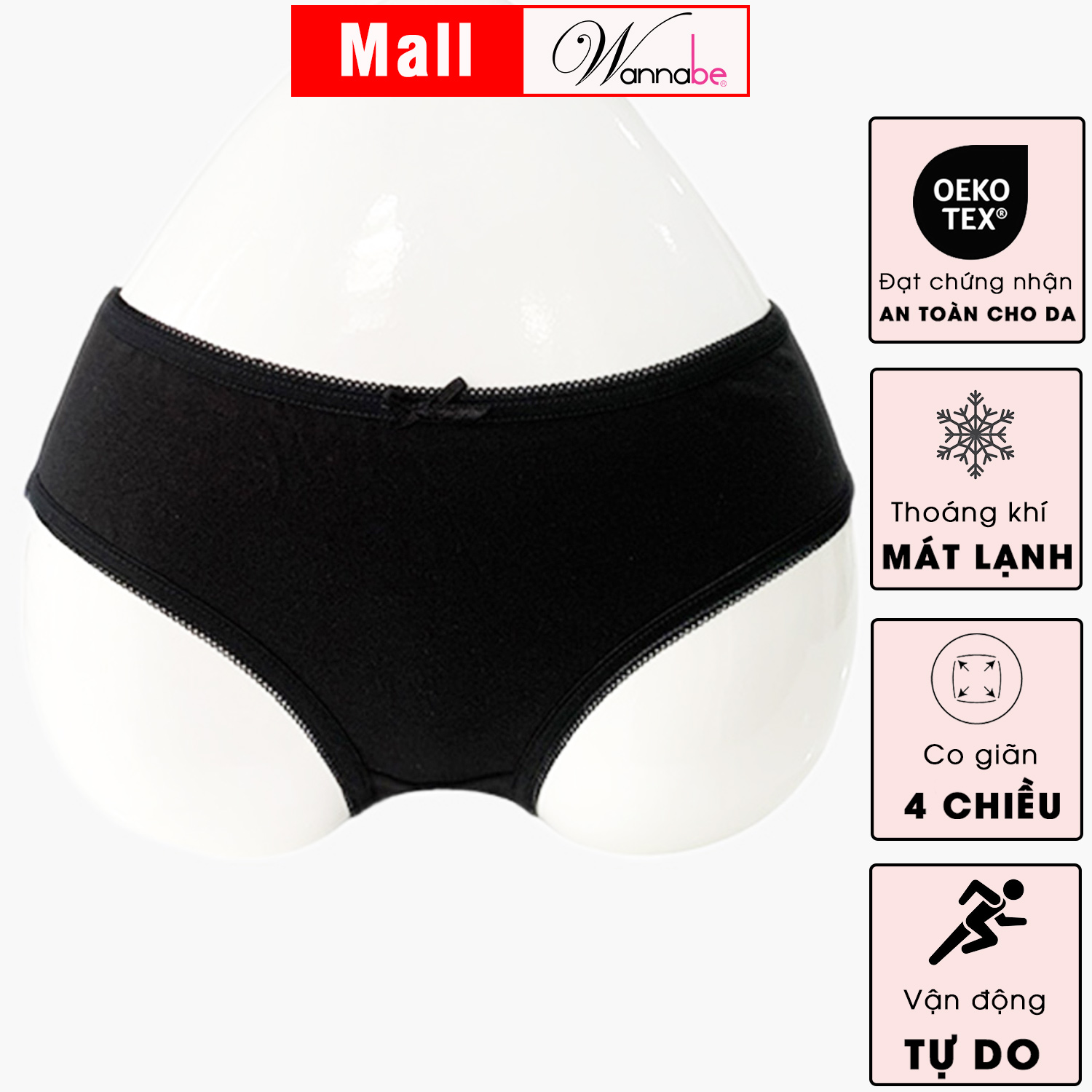 Mô tả Quần lót nữ thun cotton WANNABE quần chíp giá rẻ đơn giản dễ mua dễ mặc thoáng mát cả ngày QLC02 - 4