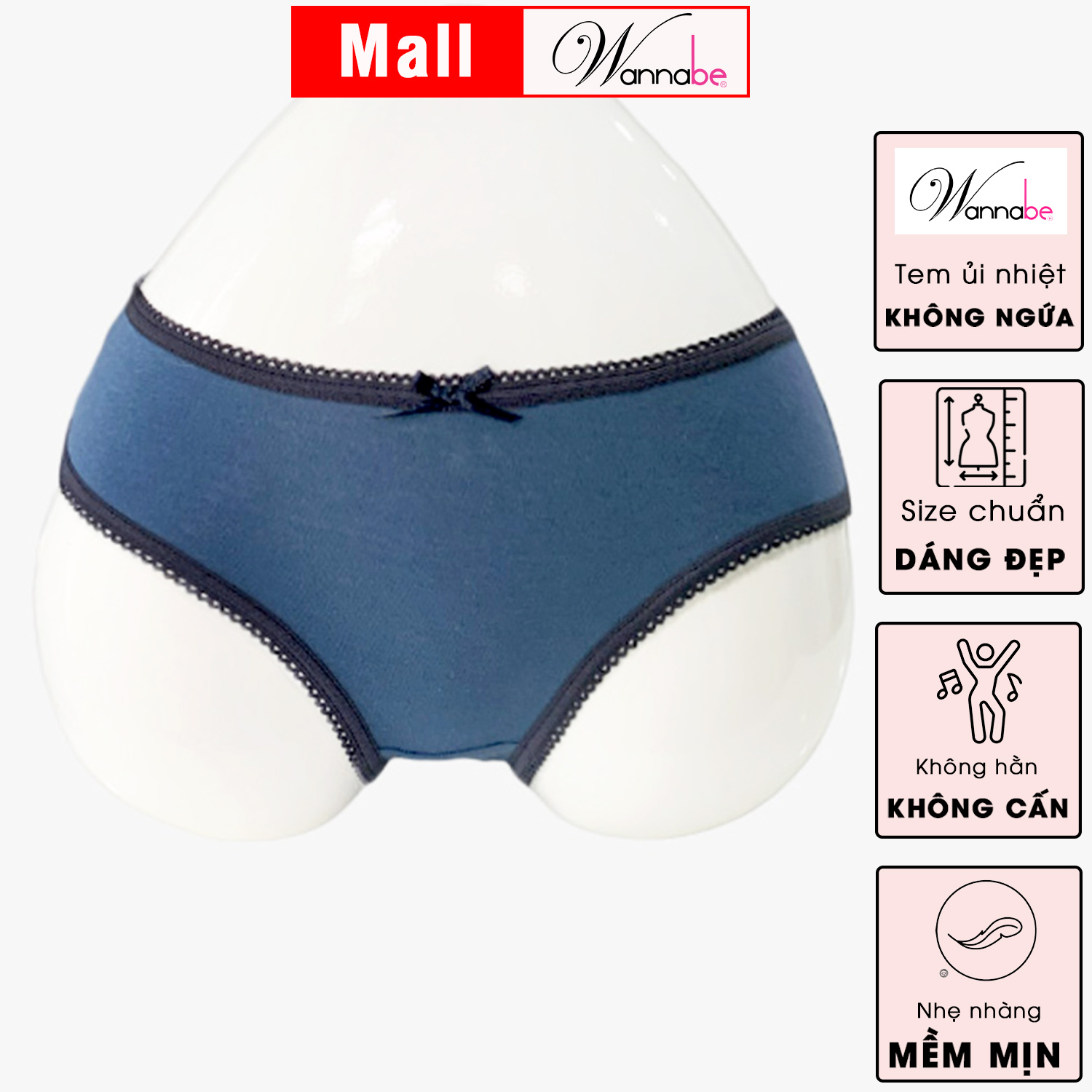 Mô tả Quần lót nữ thun cotton WANNABE quần chíp giá rẻ đơn giản dễ mua dễ mặc thoáng mát cả ngày QLC02 - 8