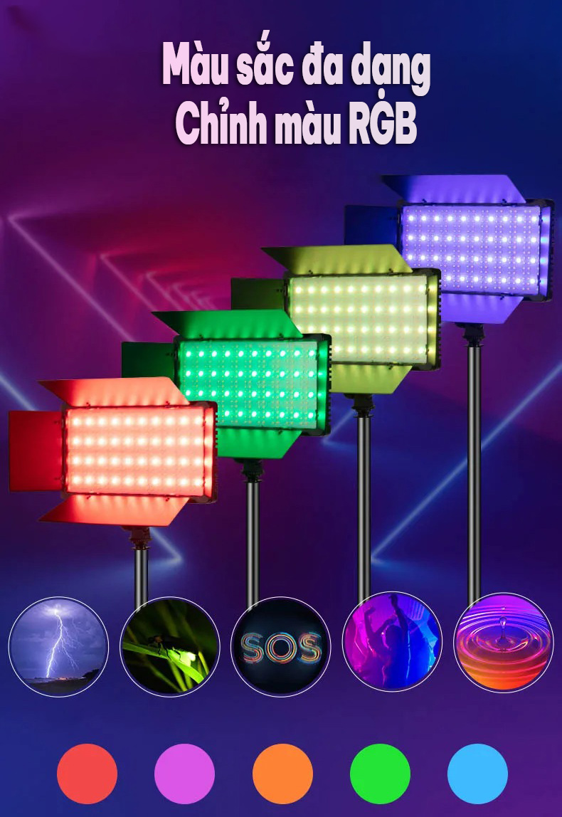 Đèn LED U600 U800 RGB Chỉnh Màu Đèn Chụp Ảnh Quay Video Chiếu Sáng Chụp ...