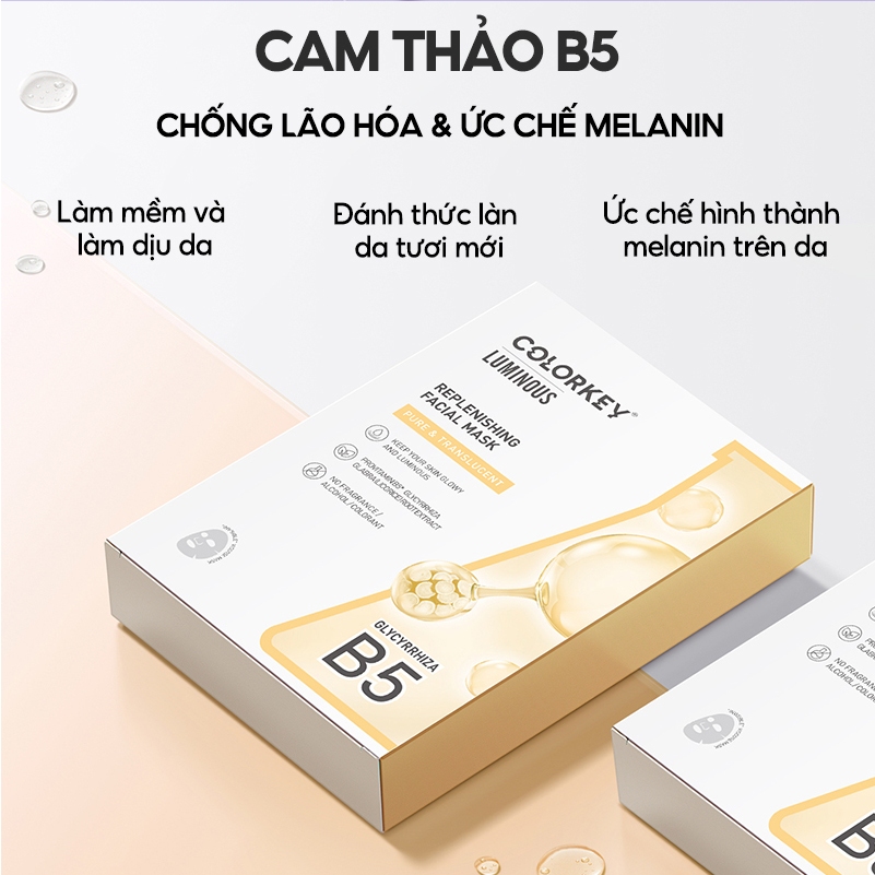 Mô tả Mặt Nạ Giấy Cấp Ẩm Colorkey Luminous Vitamin B5 Facial Mask 25ml - 3