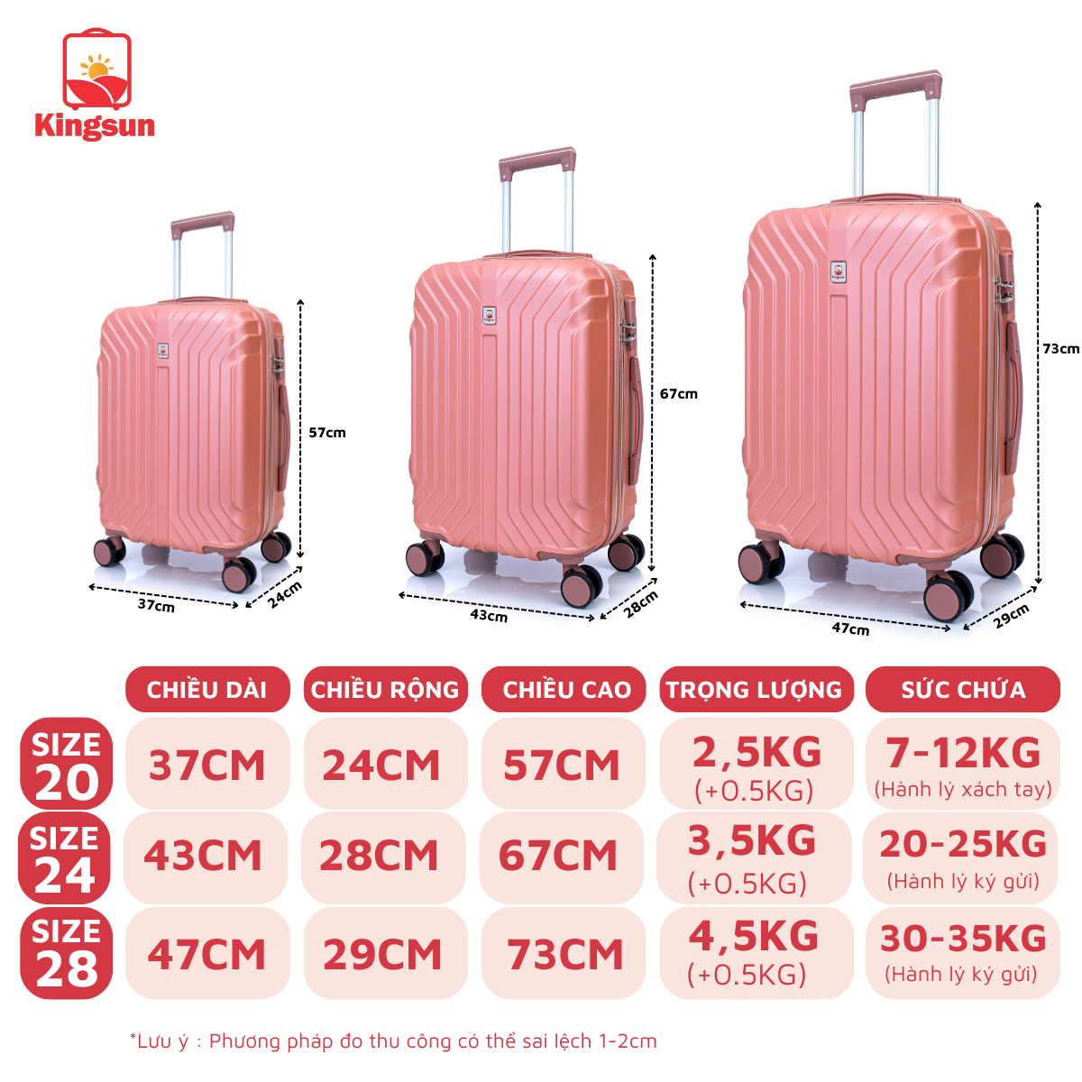 Mô tả Vali kéo Du Lịch Kingsun cao cấp KS-216 Size 20/24 Bảo Hành 5 Năm - 2