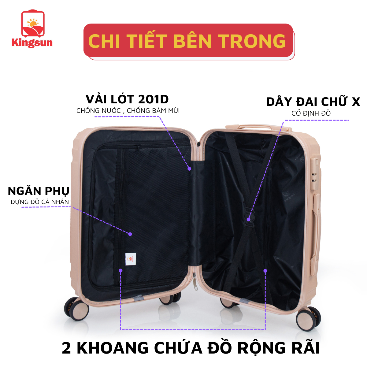 Mô tả Vali kéo Du Lịch Kingsun cao cấp KS-216 Size 20/24 Bảo Hành 5 Năm - 3