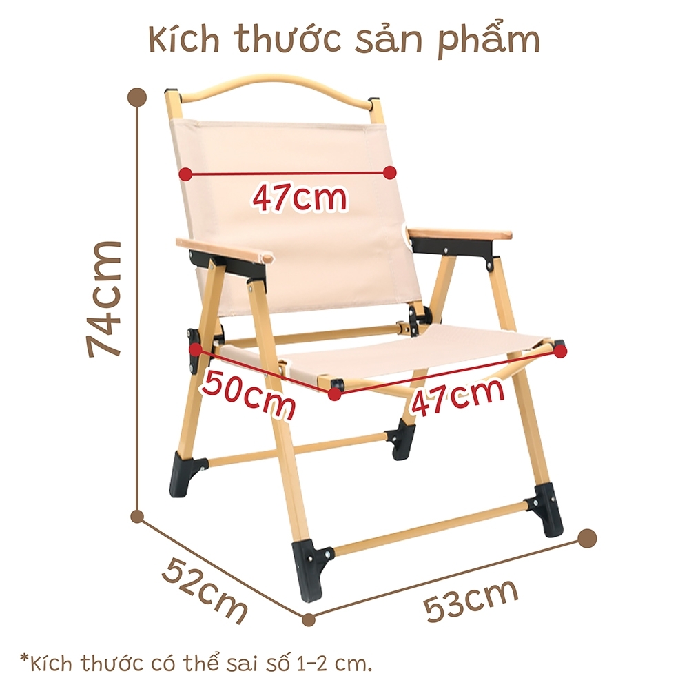 Mô tả BG-Ghế gấp ngoài trời Vải Oxford dày dặn Khung đỡ dày Chịu được tải trọng >150kg - 1