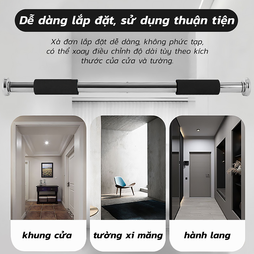 Mô tả BG Xà đơn treo tường cao cấp gắn cửa độ dài tùy chỉnh từ 60-150cm - 3