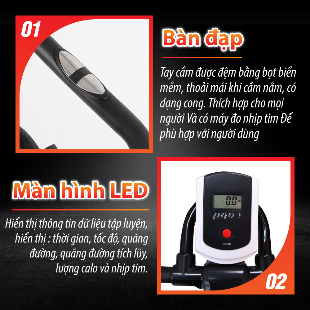 Mô tả BG-Xe đạp tập thể dục tại nhà- Xe đạp thể thao trong nhà Khung thép chắc chắn màn hình điện tử - 2