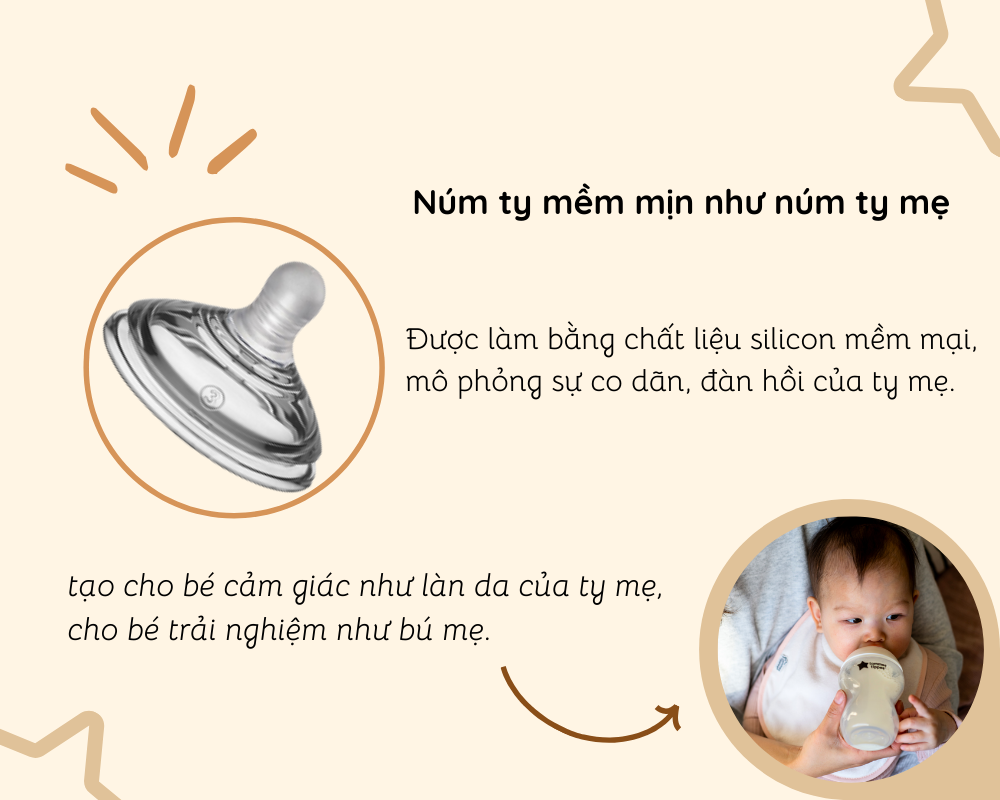 Mô tả Núm Ty Silicon Siêu Mềm Tự Nhiên Cho Bé Tommee Tippee Natural Start Vari Flow Từ Sơ Sinh (Vỉ đôi, tách lẻ) - 4
