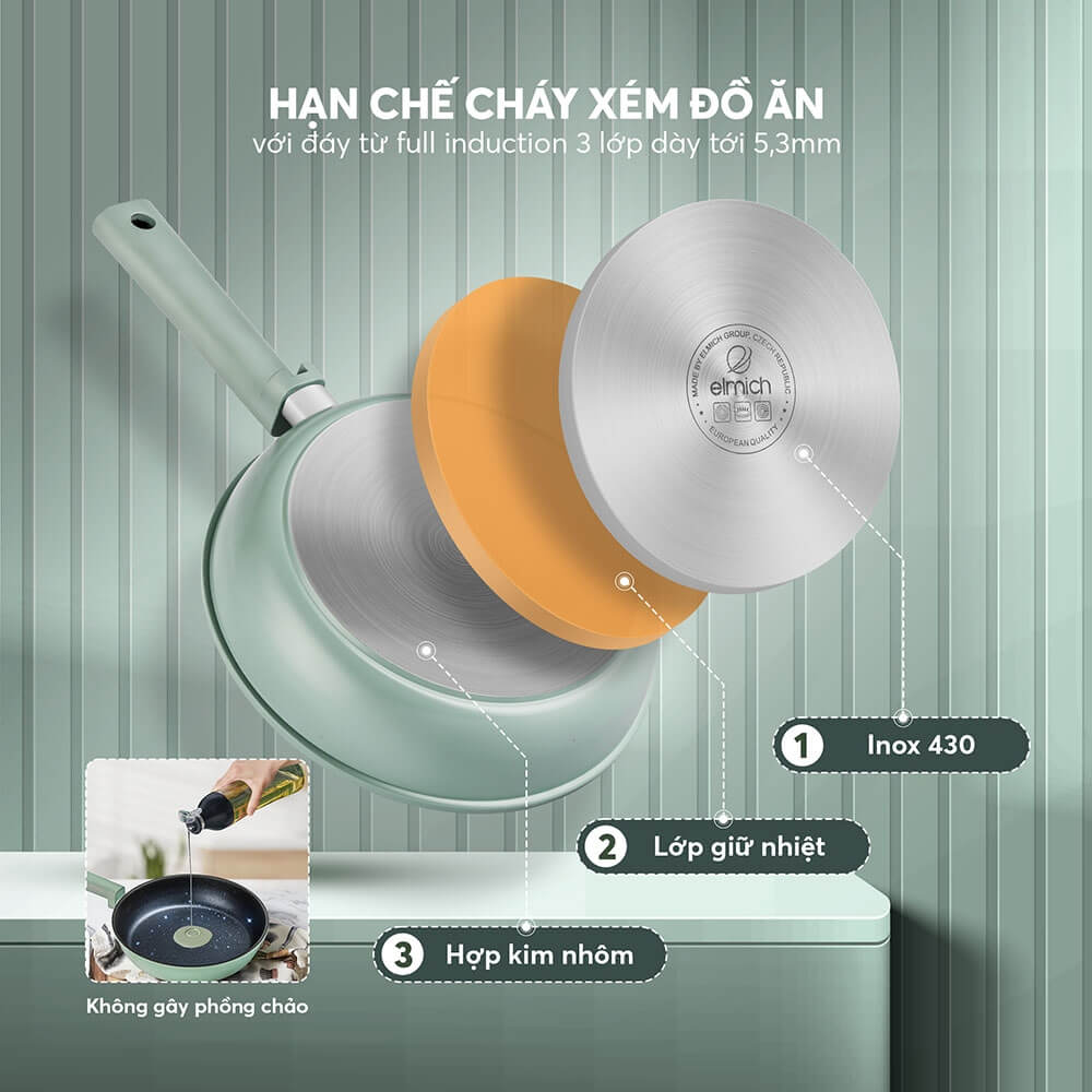 Mô tả Chảo chống dính siêu bền Elmich Hera II EL-5940/41SK size 20,24,26cm - 7