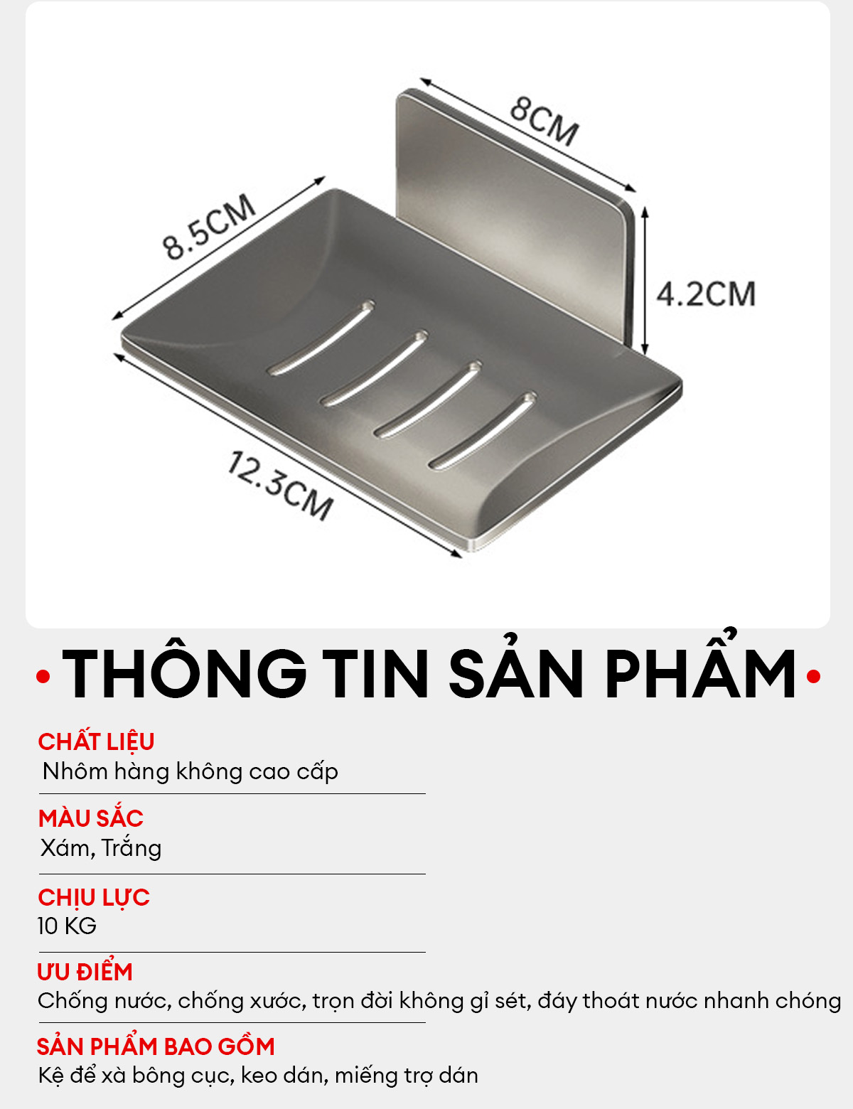 Mô tả Kệ đựng bánh xà phòng Enomax nhà tắm gọn gàng, tiện lợi, chất liệu Nhôm Hàng Không, chống gỉ sét, chống ăn mòn (Eno 0173 - 8