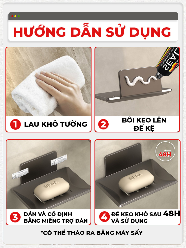 Mô tả Kệ đựng bánh xà phòng Enomax nhà tắm gọn gàng, tiện lợi, chất liệu Nhôm Hàng Không, chống gỉ sét, chống ăn mòn (Eno 0173 - 10