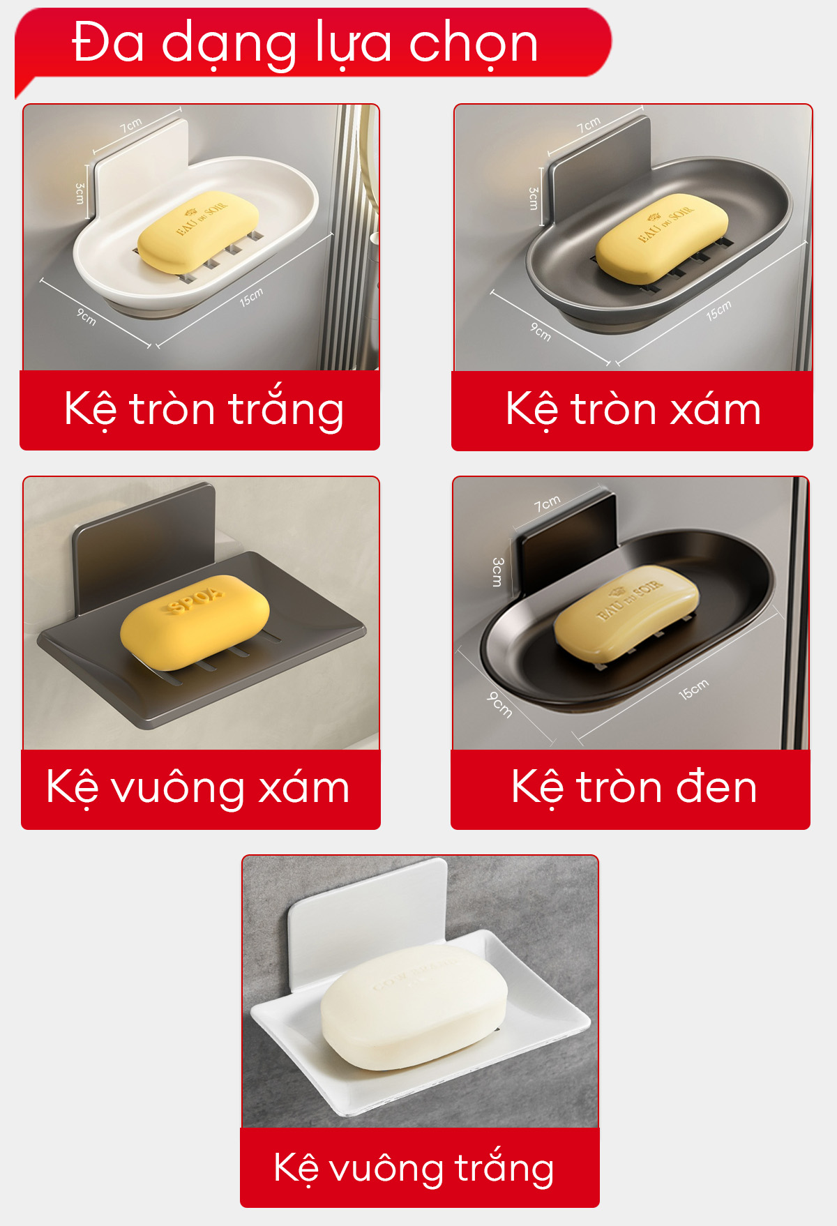 Mô tả Kệ đựng bánh xà phòng Enomax nhà tắm gọn gàng, tiện lợi, chất liệu Nhôm Hàng Không, chống gỉ sét, chống ăn mòn (Eno 0173 - 9
