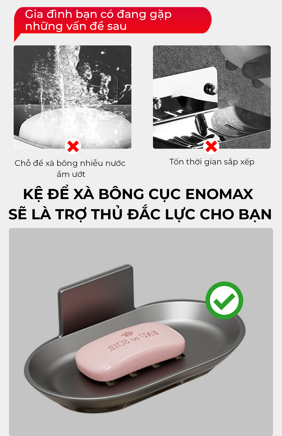 Kệ xà phòng Enomax Eno 0174 màu xám