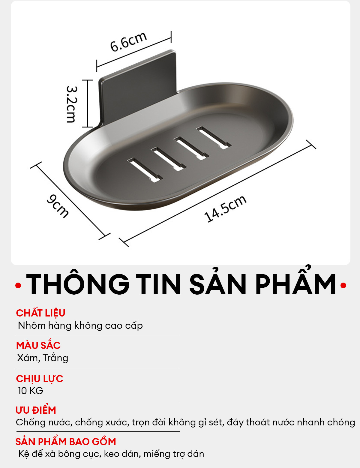 Kệ xà phòng Enomax Eno 0174 chi tiết đáy tháo rời