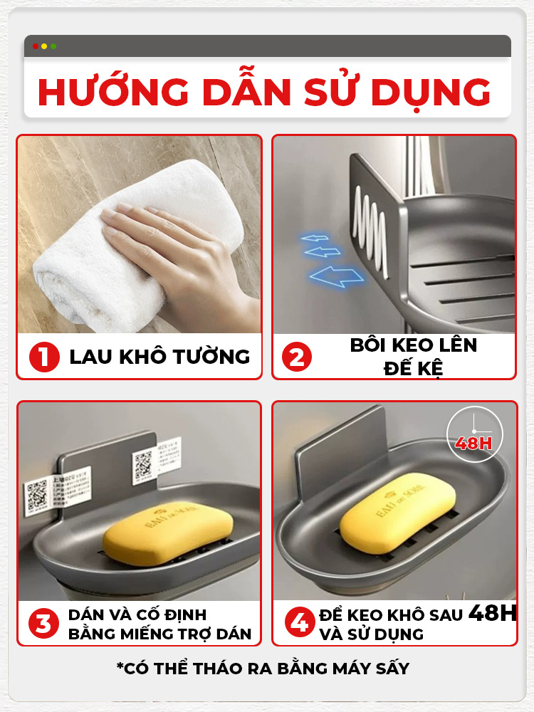 Kệ xà phòng Enomax Eno 0174 cách lắp đặt