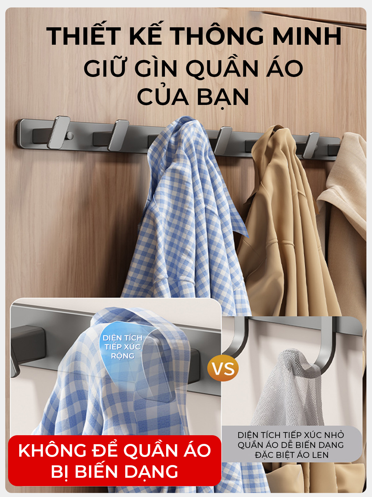 Ứng dụng móc treo Enomax trong phòng ngủ