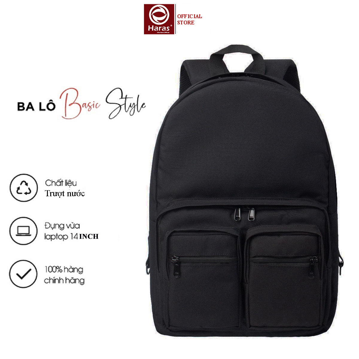 Mô tả Balo Nam Nữ HARAS Double Backpack Vải Chống Thấm Nước Thời Trang Cao Cấp HR346 - 1