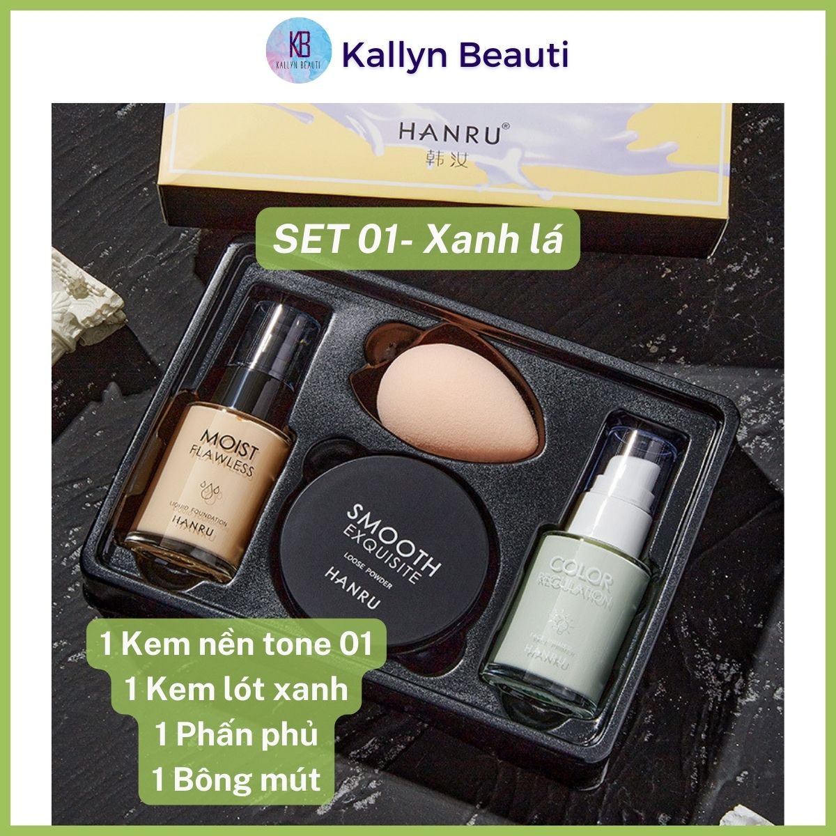 Bộ Trang Điểm 4 Món Hanru Set Makeup Cá Nhân Kem Nền Kem Lót Phấn Phủ ...