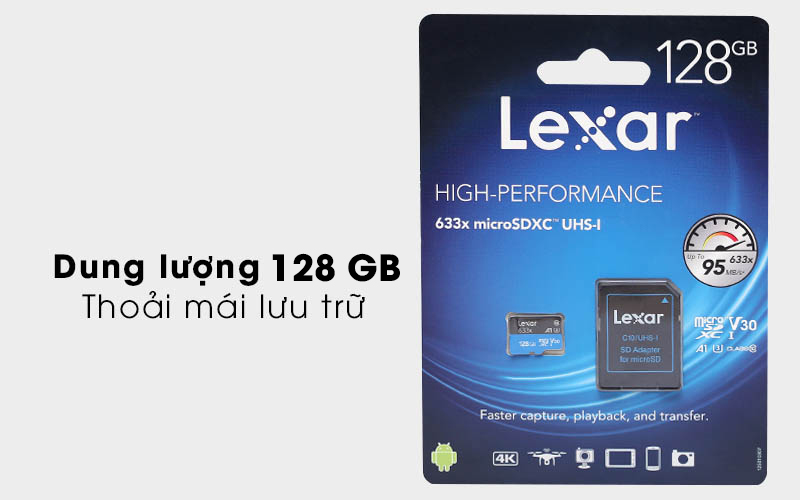 Mô tả Thẻ nhớ MicroSD Lexar 32GB  64GB 128GB class 10 UHS-I - tốc độ100MB/s, dùng cho camera, máy ảnh - 2