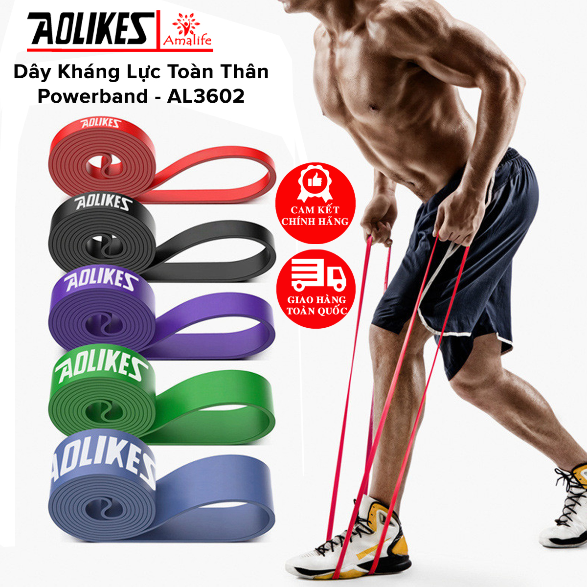 Mô tả Dây Kháng Lực Toàn Thân Power Band Đa Năng, Dây Đàn Hồi Cao Su Tự Nhiên Hỗ Trợ Tập Thể Thao, Lên Xà, Gym AL3602 Aolikes - 1