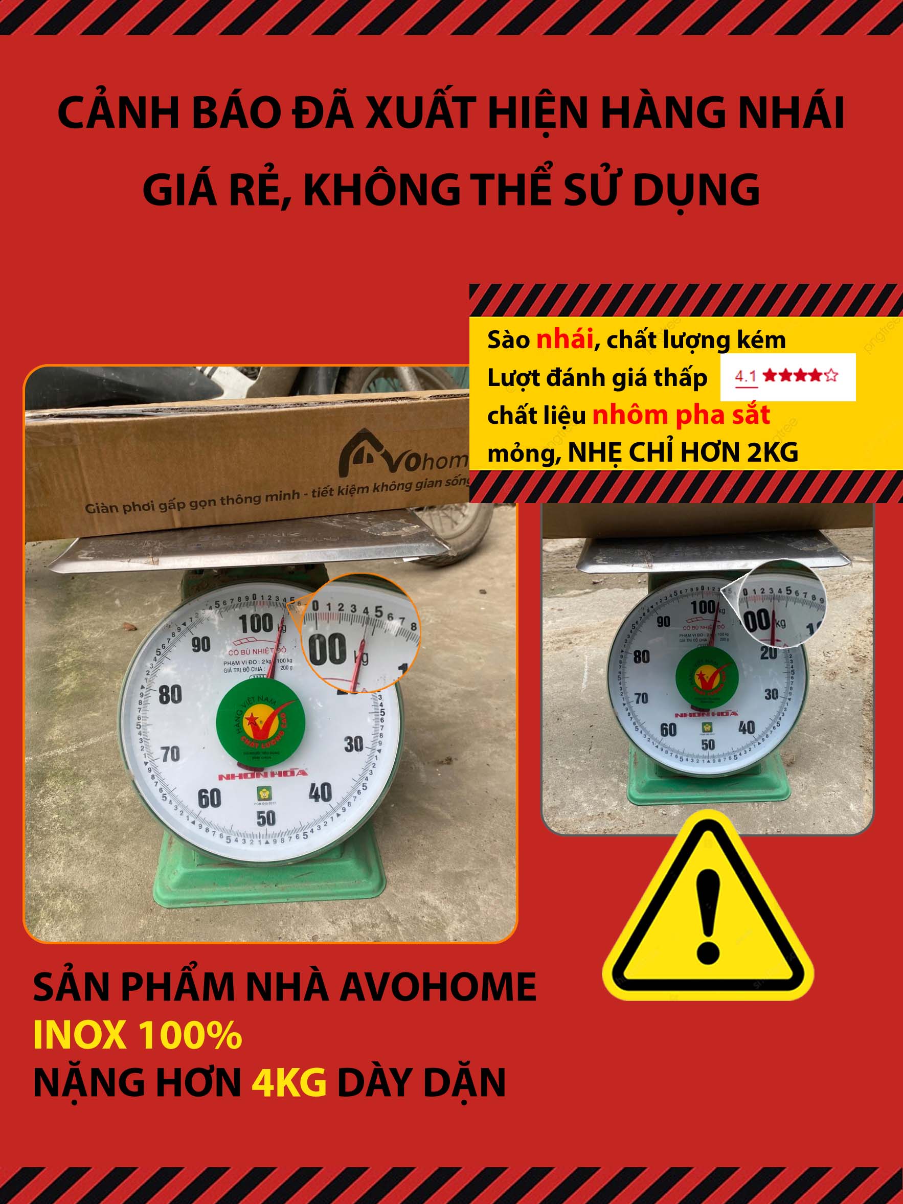 Kích cỡ Sào phơi AVOHOME
