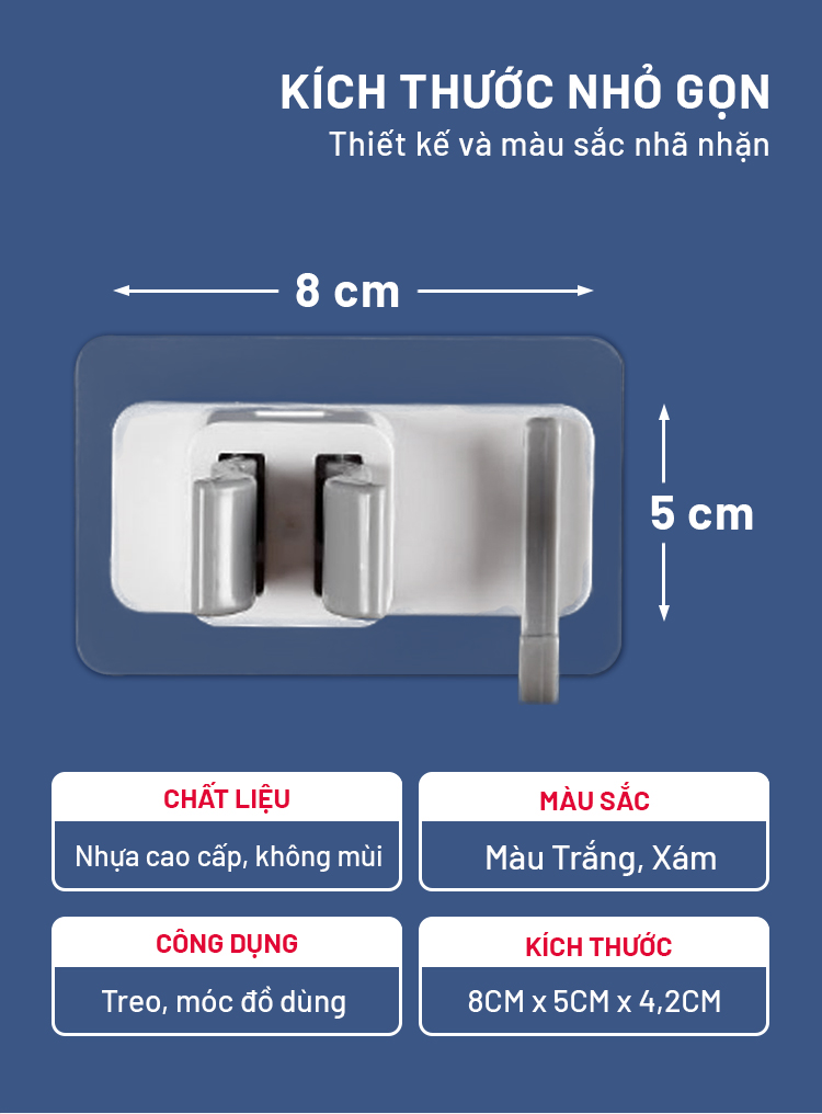 Mô tả Móc treo cây lau nhà dán tường 2 trong 1 Parroti Keeper KP03 - 2
