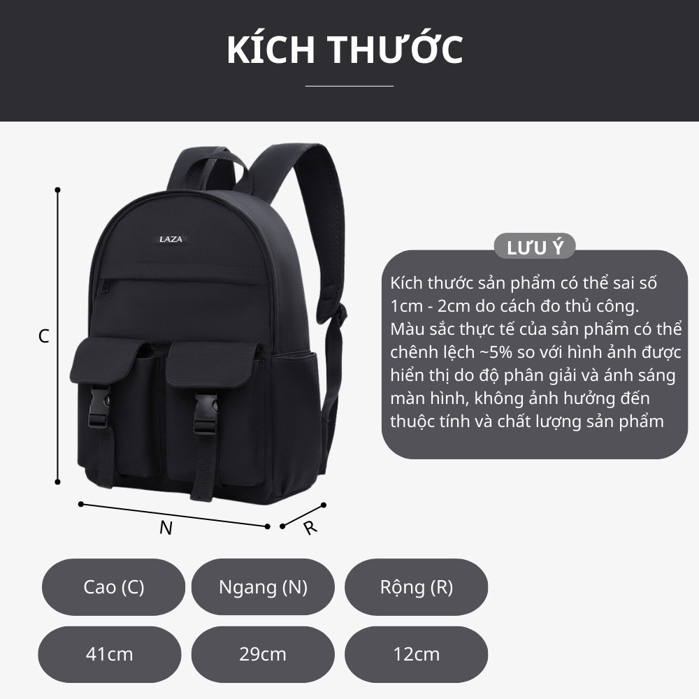 Mô tả Balo nam LAZA Burll Backpack 630 - Chất liệu vải trượt nước vừa laptop 15.6inch - 2