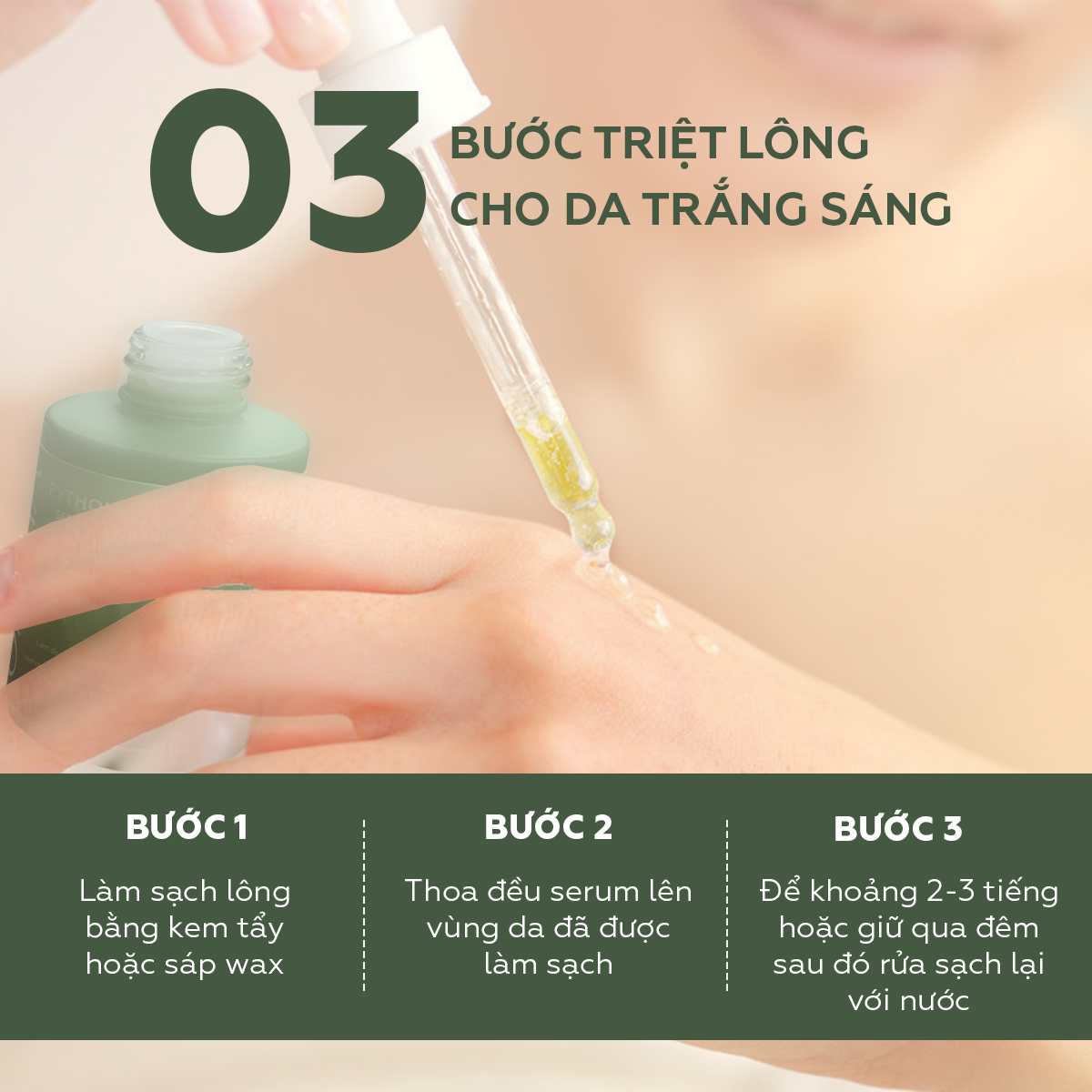Mô tả Triệt lông mỡ trăn UMIHA (30ml) - Ức chế mọc lông sau với Mỡ trăn triệt lông sau khi dùng Kem tẩy lông và Sáp Wax lông - 3