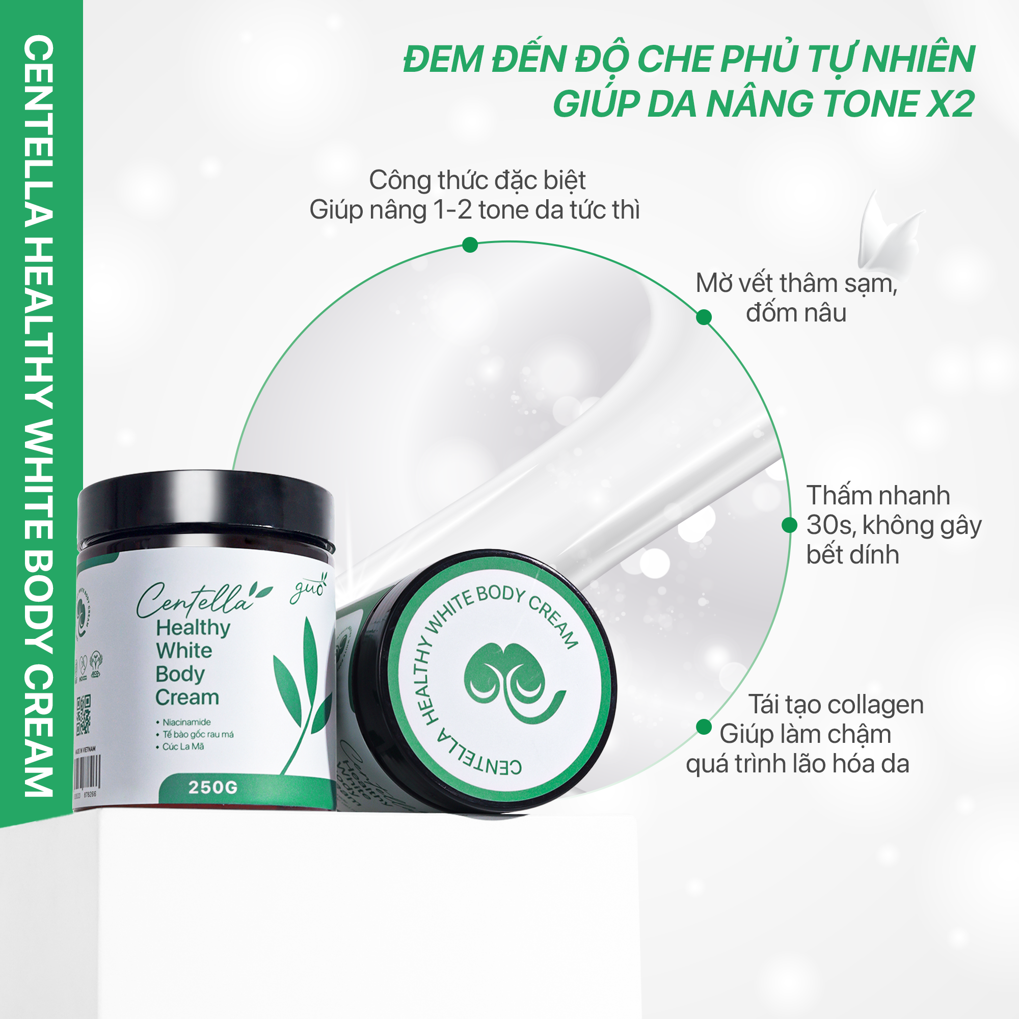 Mô tả 2 Kem Body Rau Má (Size Vừa) Dưỡng Trắng Toàn Thân, Cấp Ẩm Sâu, Thẩm Thấu Nhanh, Không Nhờn Rít GUO - 3
