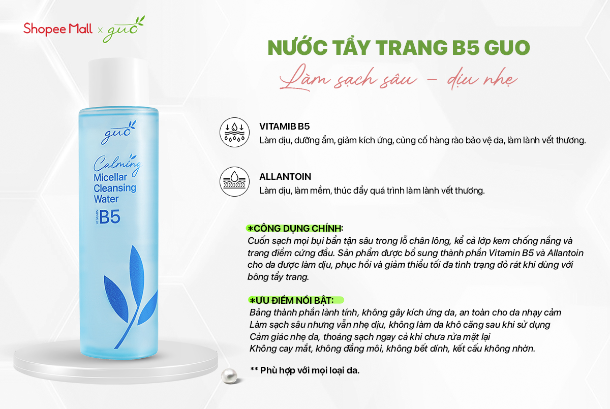 Mô tả 2 Nước Tẩy Trang B5 Fullsize Làm Sạch Sâu, Dịu Nhẹ, Dưỡng Ẩm Cho Mọi Loại Da 400ml GUO - 1