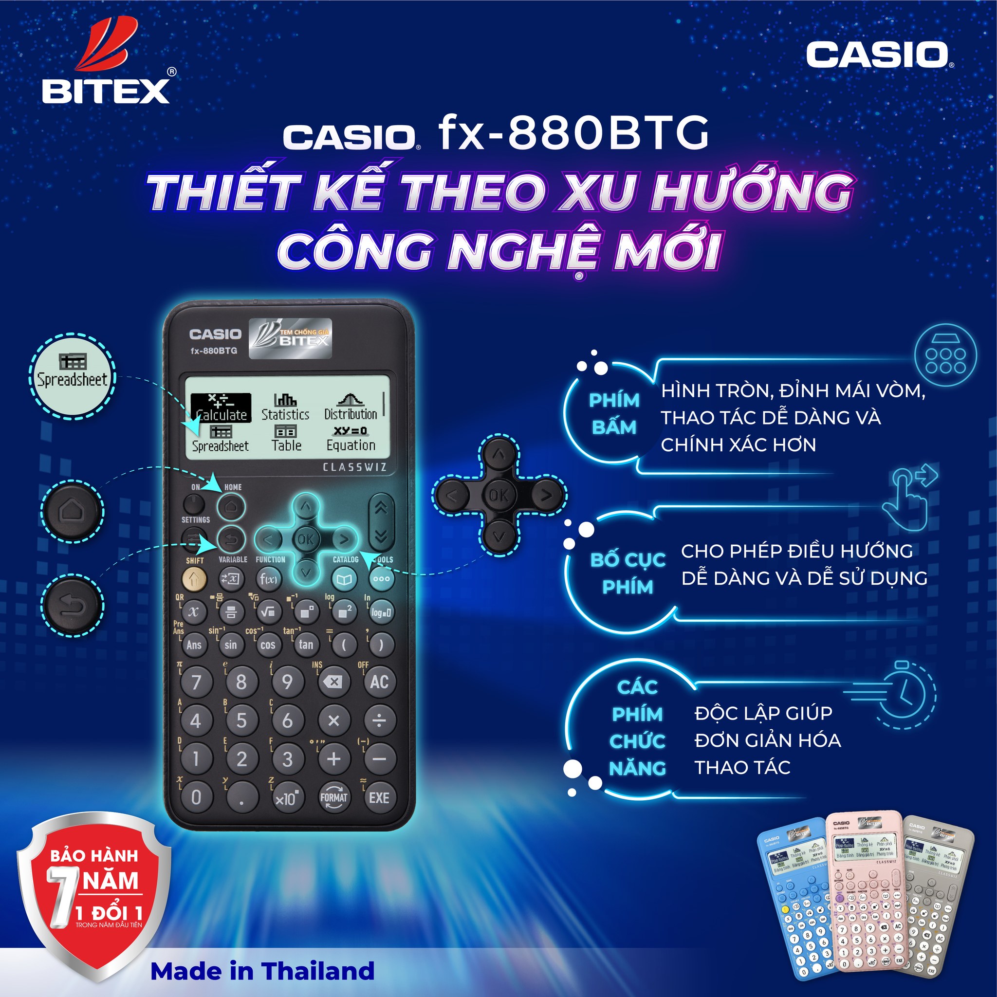 Mô tả Máy tính học sinh Casio Fx-880BTG mới nhất dành cho học sinh cấp 2 cấp 3 lớp 6 đến12 chuyên dụng mang vào phòng thi - 1
